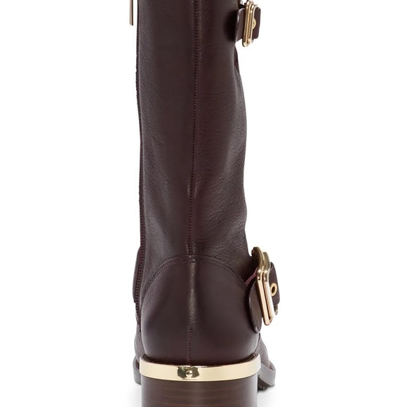 Vince Camuto size 7 burgundy like color with gold buckles, boots worn only once. - Picture 3 of 6